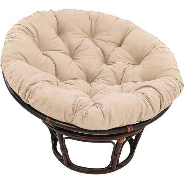 Perna decorativa rotunda 40x40 cm, bej, material moale, grosime confortabila, curea de prindere integrata
