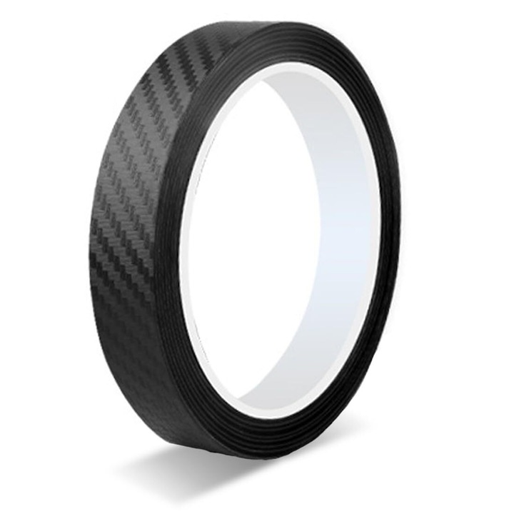 1 rola de benzi adezive decorative (fibra de carbon neagra, 30 mm, 5 m) pentru masini, motociclete, barci si modelism - autocolant de protectie pentru marginea usii din fibra de carbon