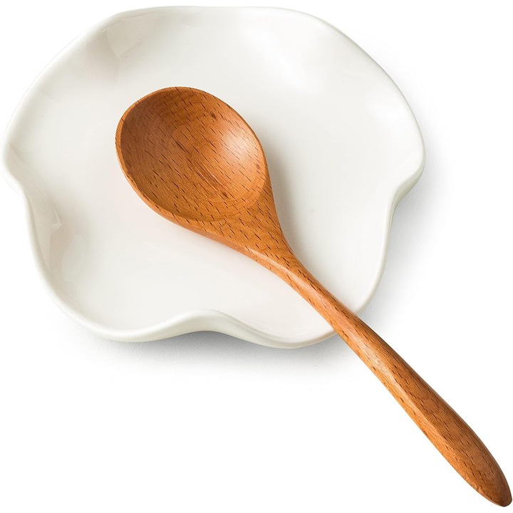 Suport ceramic pentru linguri de bucatarie, suport pentru ustensile de bucatarie, suport pentru linguri pentru spatule, cleste, lingurite sau ustensile, plita si blat (alb, 13 cm)