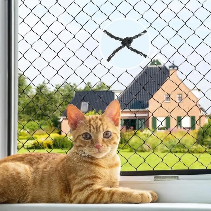 Plasa de balcon pentru pisici, plasa transparenta pentru fereastra, plasa din nailon pentru balcoane, nu necesita gaurire, protectie impotriva pasarilor si porumbeilor, potrivita pentru balcoane, scari, ferestre, terase