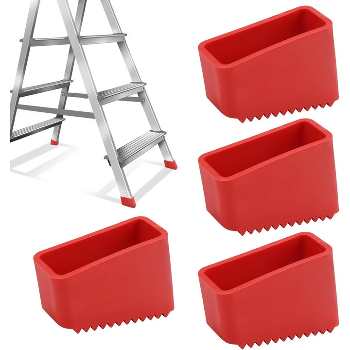 buc capace de cauciuc pentru scari, varfuri de scara plianta 50x20 mm, picioare de scara plianta, picioare universale de schimb din cauciuc pentru scari pliante pentru lucratorii la domiciliu (rosu)