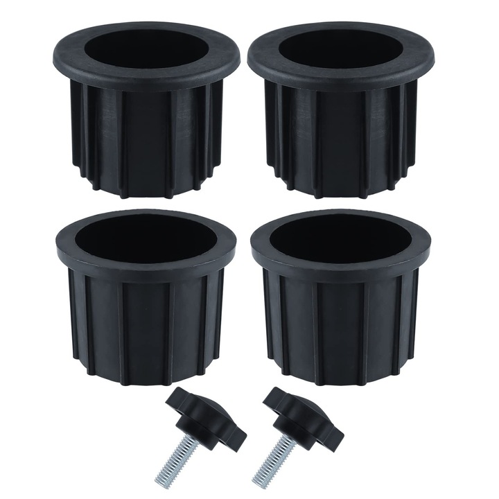 2 seturi (6 bucati) accesorii pentru umbrela de balcon, 4 inele pentru orificii de umbrela si 2 suruburi cu buton manual, accesorii suport pentru umbrela pentru masa de terasa, balcon, terasa (negru)