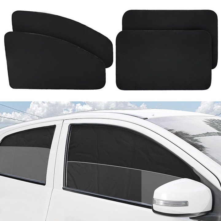 Perdele auto magnetice din 4 piese, parasolare pentru copii, parasolare laterale opace cu protectie UV si protectie a intimitatii