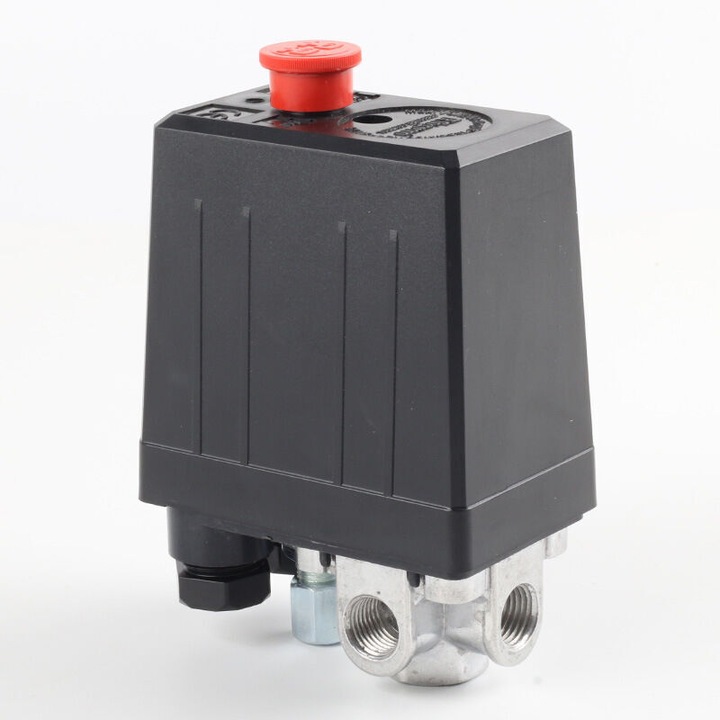 Comutator de presiune pentru compresor de aer cu 4 iesiri, control automat, 10 Bar, 230V, metal si plastic de calitate superioara