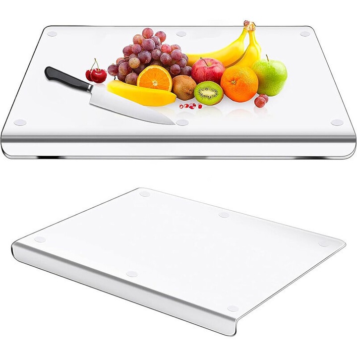 Tocator acrilic, tocator transparent pentru blat, 45x35x3cm, cu margine ridicata, rezistent la caldura, rezistent la zgarieturi (culoare transparenta)