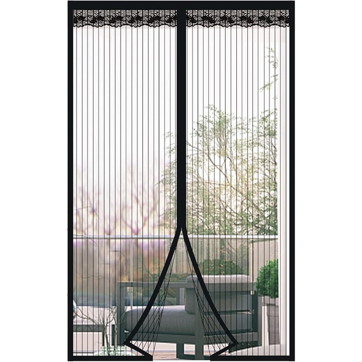 Plasa magnetica pentru usi, 100x210cm, neagra, instalare usoara, fara gaurire