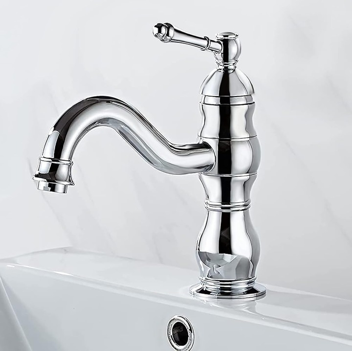 Fürdőszobai csaptelep, klasszikus design, króm, egykaros csapteleppel, könnyű szerelés