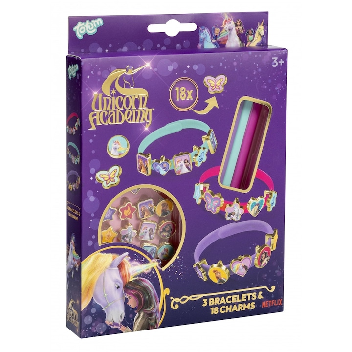 Trusa creativa, Totum, Academia de Unicorni, bratari DIY, 3 piese