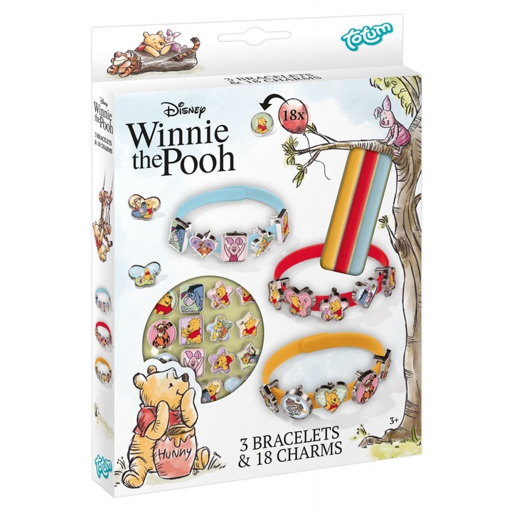 Set creativ, Totum, Winnie the Pooh, bratari DIY, 3 piese