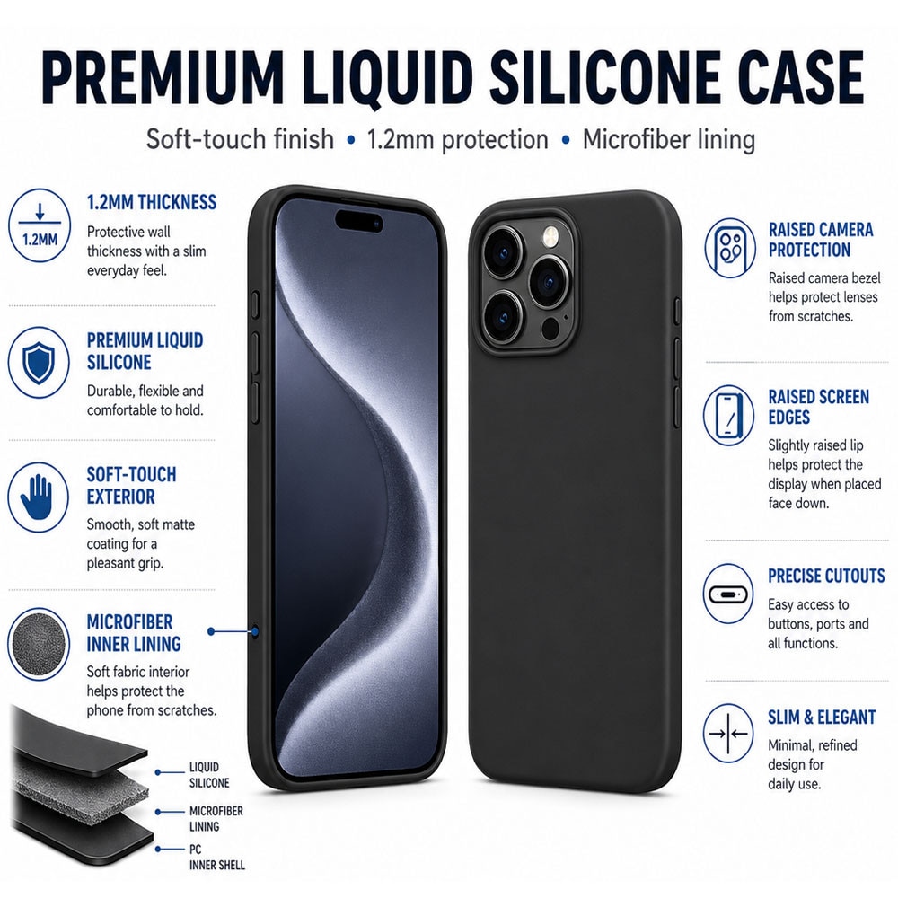 BestCase® Husa Premium Liquid Silicon Compatibila cu Motorola Edge 60 Neo / Edge 50 Neo, 1.2mm Slim, Microfibra in interior, Antisoc, Rezistent la socuri, Protectie camera, Negru