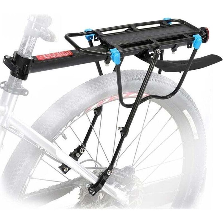 Portbagaj bicicleta, capacitate 50kg, cu reflector, montare pe teava de sa, aluminiu, 1.3kg