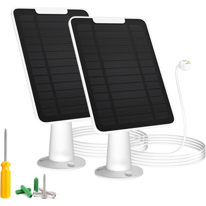 Panou solar set 2 bucati, 6W, IP65, montaj ajustabil, cablu 4m, pentru Google Nest Cam