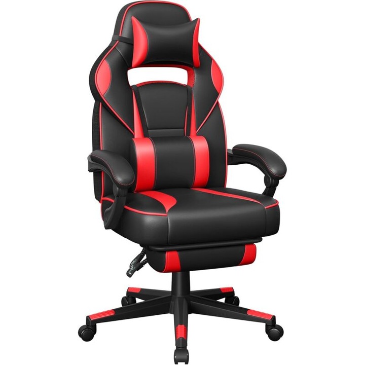 Ergonomikus gamer szék, állítható, deréktámasz, fekete, 47x57cm