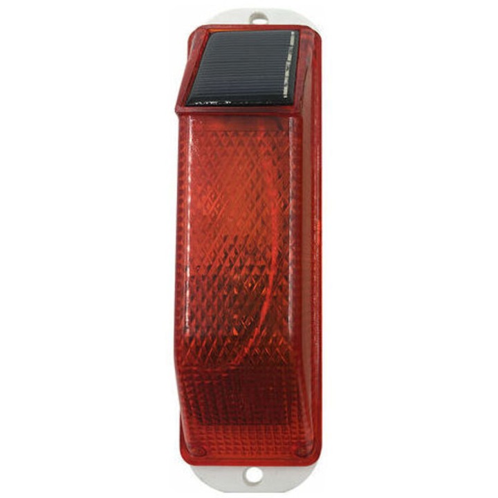 Napelemes figyelmeztető lámpa, piros-sárga LED, 15x4x3.4cm, vízálló