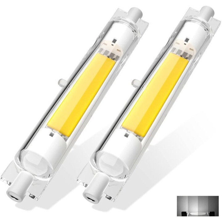 2 db dimmelhető R7S LED izzó készlet, 13W, 118mm, meleg fehér 3000K, 2000lm, 360 fokos sugárzási szög