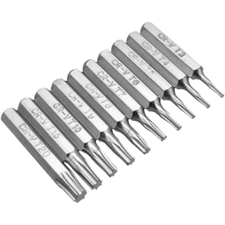 Set de 10 biti de surubelnita Torx, design floare de prun, multifunctional, rezistent la uzura, 4mm