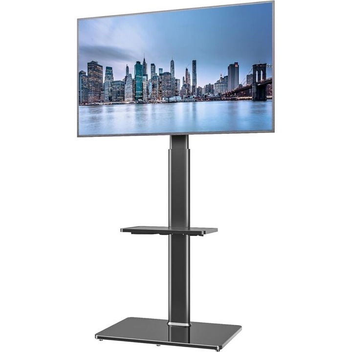 Suport TV cu bratara rotativa, 19-42 inch, 8 niveluri de inaltime, sticla securizata, 45 kg
