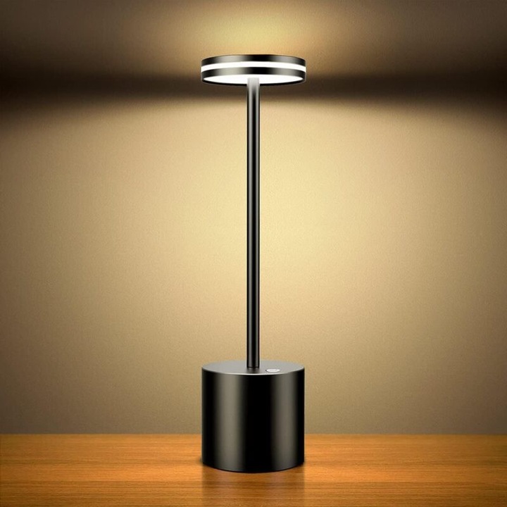 Veioza cu acumulator, 5000mAh, 3 temperaturi de culoare, design rotund, 31x8cm, fara fir