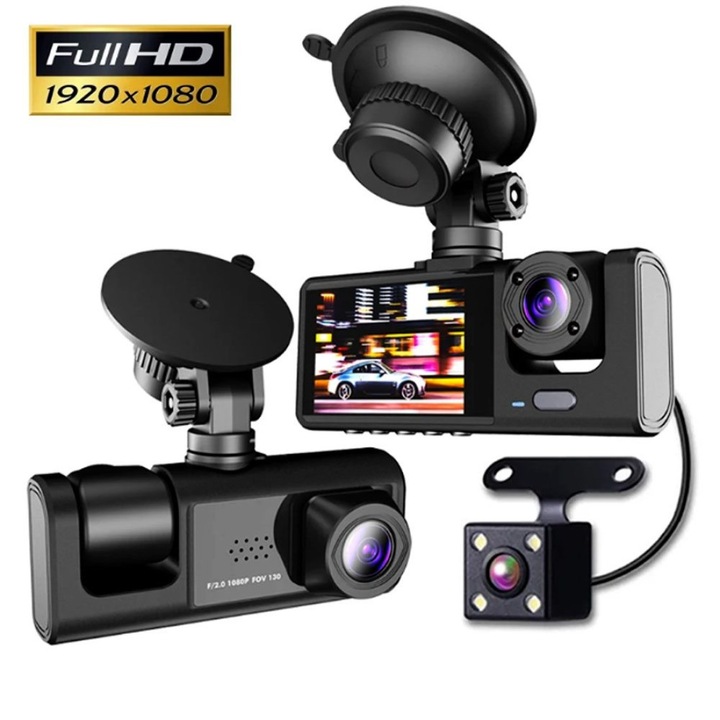 Видеорегистратор, TheMaster, 3 в 1, Full HD, 360° покритие, Bluetooth, 2.0", комплект