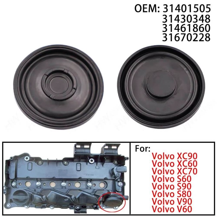 PCV membrán szelepfedél Volvo XC90 XC60 S60 S90 Kompatibilis kódok: 32213460 31401505, 31430348, 31461860, 31670228