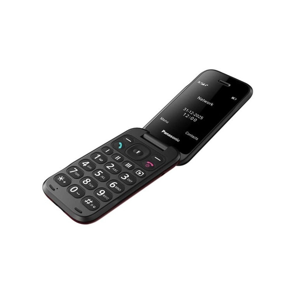 Telefon mobil cu clapeta Panasonic KX-TU410EXR, Ideal pentru seniori, butoane mari, simplu de folosit, rosu