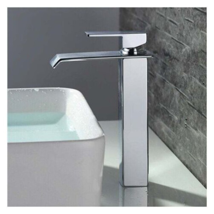 Baterie sanitara tip cascade, 255mm inaltime, conexiuni flexibile G3/8, economisire apa 30%, crom, dimensiuni 60x91mm