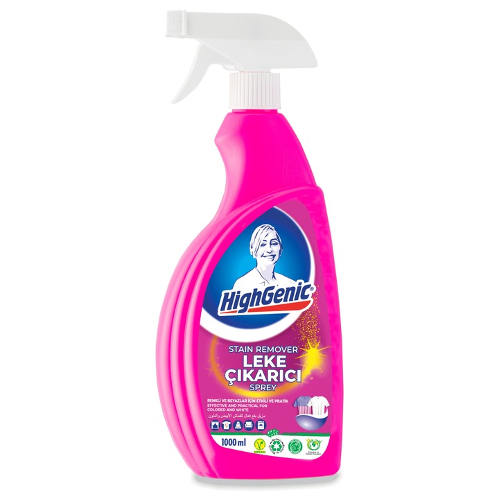 HighGenic - folttisztító spray 750ml, fehér és színes textíliákhoz, eltávolítja a makacs foltokat