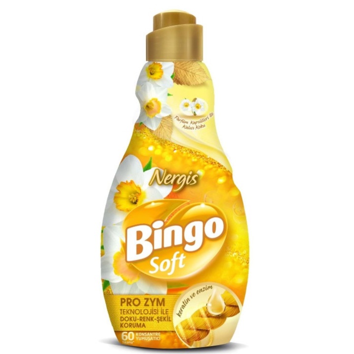 Bingo Soft öblítő, koncentrált 1440ml, Nárcisz illat, védi a színeket és a textúrát
