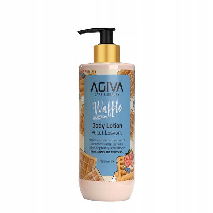 Agiva - Waffle Mandarin testápoló balzsam, 500ml, mandarin és gofri illat, gyors felszívódás