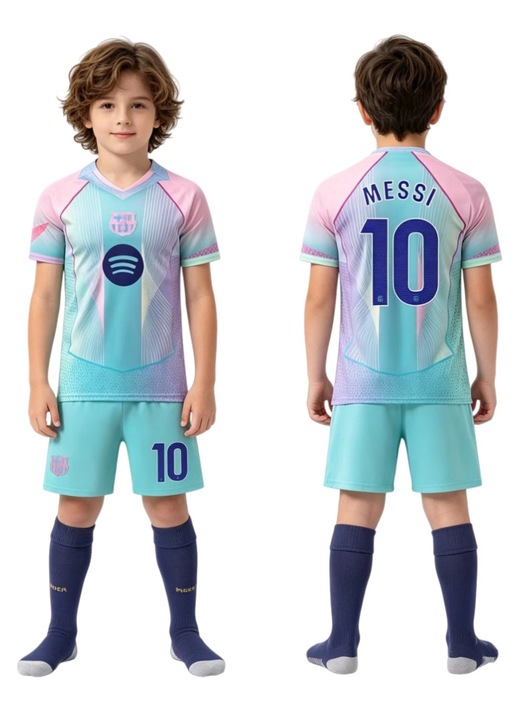 Echipament sportiv copii Barcelona Messi Fotbal Tricou, YSHT, Poliester, Multicolor, Multicolor
