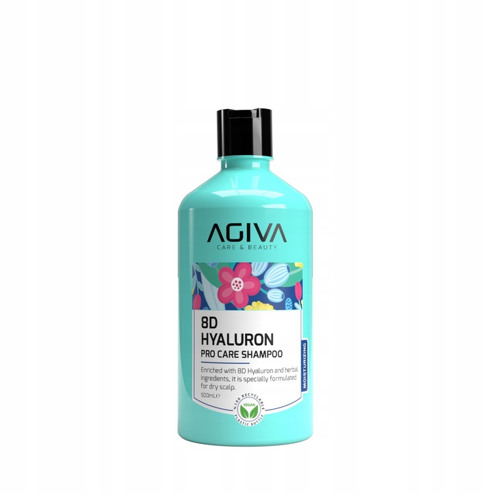 Agiva 8D Hyaluron Pro Care sampon, 500ml, száraz és töredezett hajra, kókuszolajjal