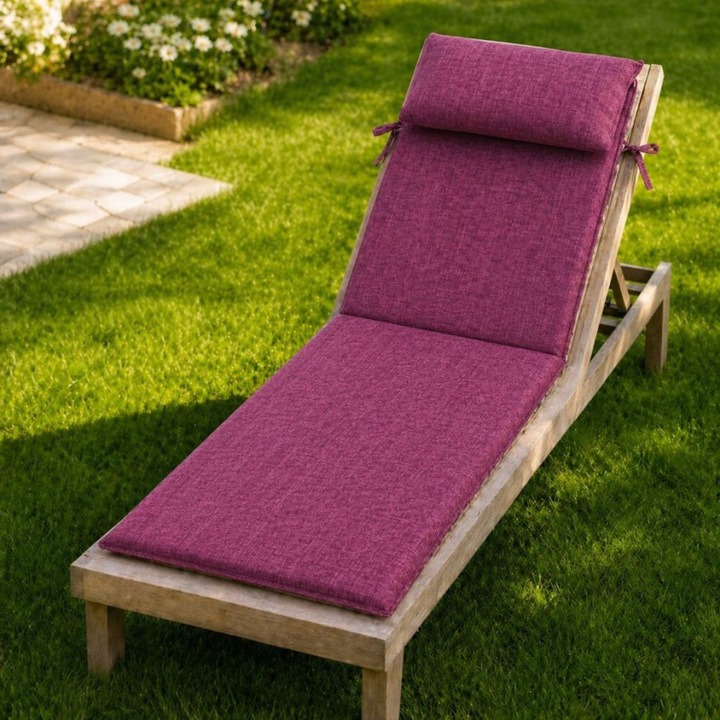 Saltea sezlong gradina pliabila, 60x190 cm, cu perna reglabila si husa detasabila, Lenjerii Deosebite, Zmeuriu