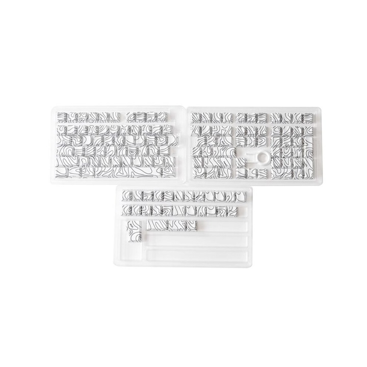 Комплект 131 PBT капачки за геймърска клавиатура, бял, PBT материал