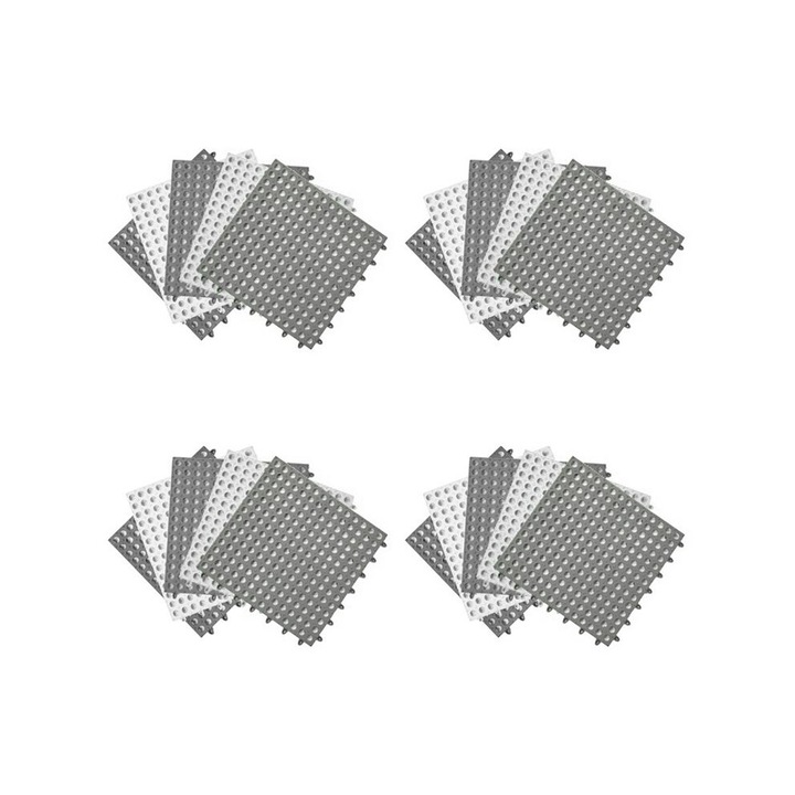 Covorase baie antiderapante, set 20 buc, design epissure creuse, multicolor, 30x45cm