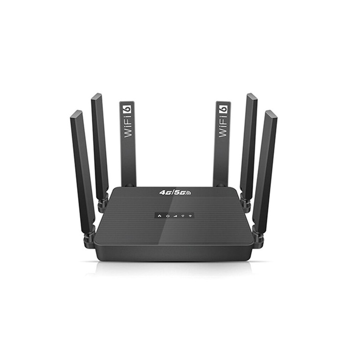 Router Wi-Fi 6 4G/5G, suporta pana la 32 utilizatori, negru, cu slot pentru SIM