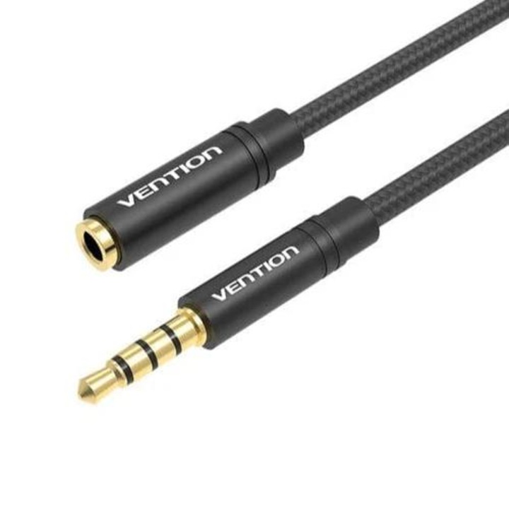 Vention audio hosszabbító kábel, Jack 3.5mm (T) - Jack 3.5mm (M), 1m, fekete