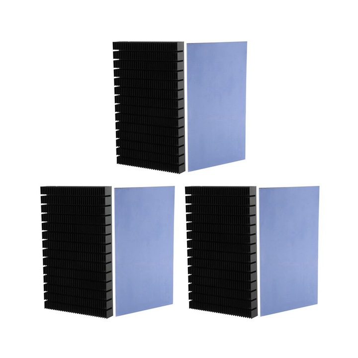 Set 3 Radiatoare din Aluminiu pentru GPU, 150x90x15mm, negru