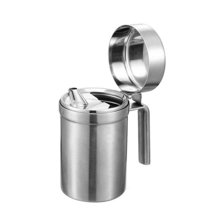 Dispenser de ulei din otel inoxidabil, 550 ml, etans, deschidere larga, 15x8,5 cm, set pentru bucatarie si gratar