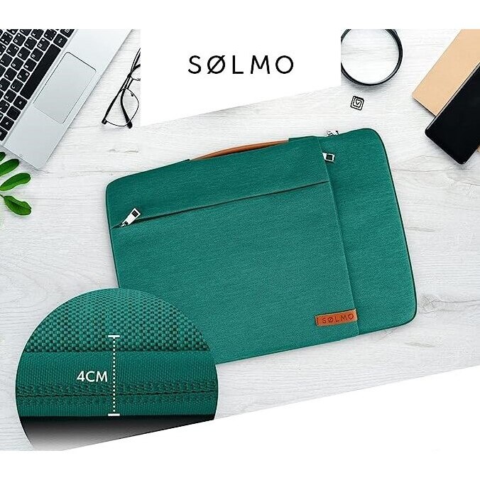 Husa laptop Solmo, compatibila cu laptop de 13 inch, culoare verde