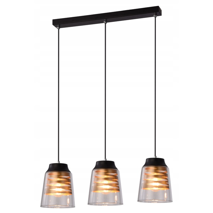 Висящ полилей Candellux Fresno, 3xE27, 60W, черен със златисто, 120x40x40см