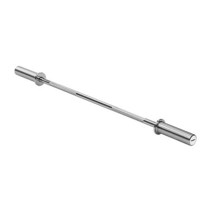 Bară olimpică dreaptă 120 cm 6 kg, REBEL, material otel cromat, 2 cleme cu arc incluse