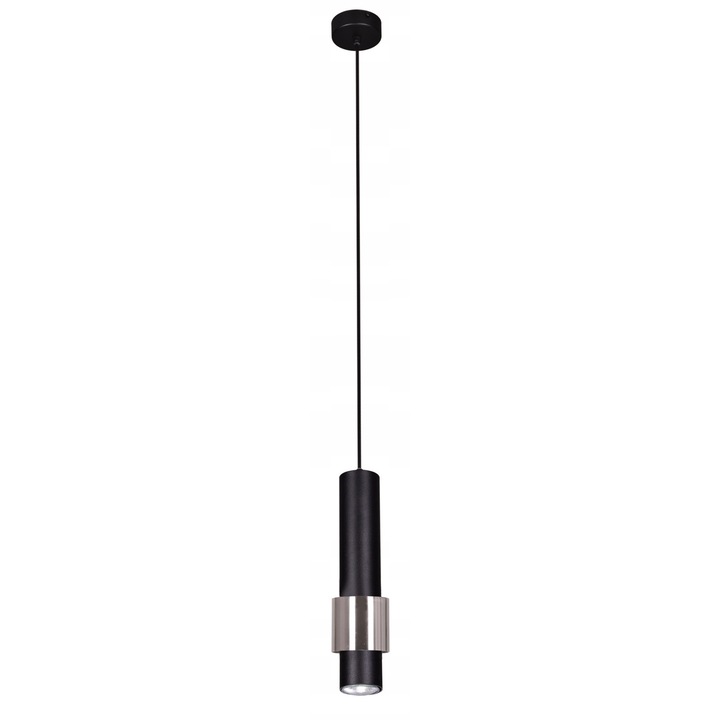Lampa suspendata Kaja, neagra si crom, 1 punct de iluminare, 110x8cm