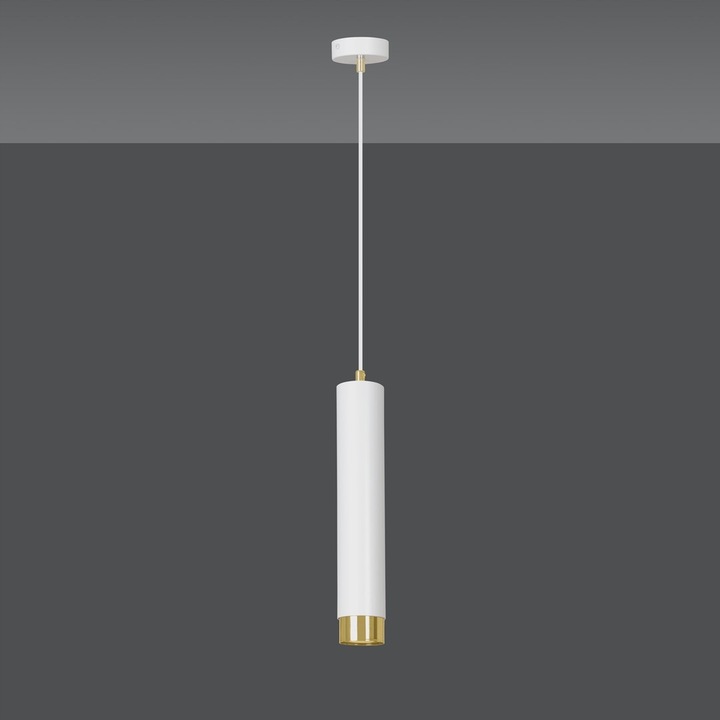 Висяща лампа KIBO 1, бял/златист, 10W MAX LED, 100см, комплект 1 източник на светлина