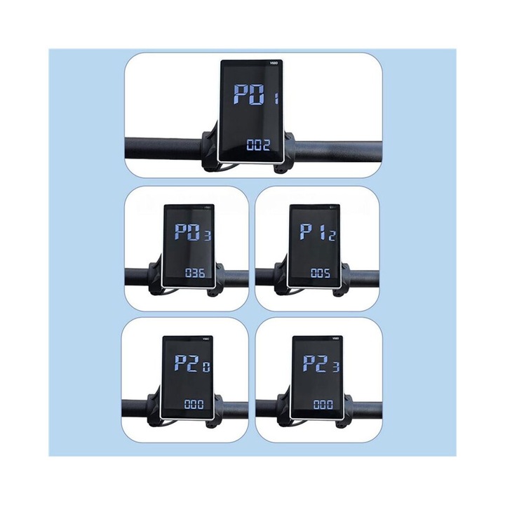 Elektromos kerékpár LCD kijelző, 24V-60V, fekete, kompakt, vízálló