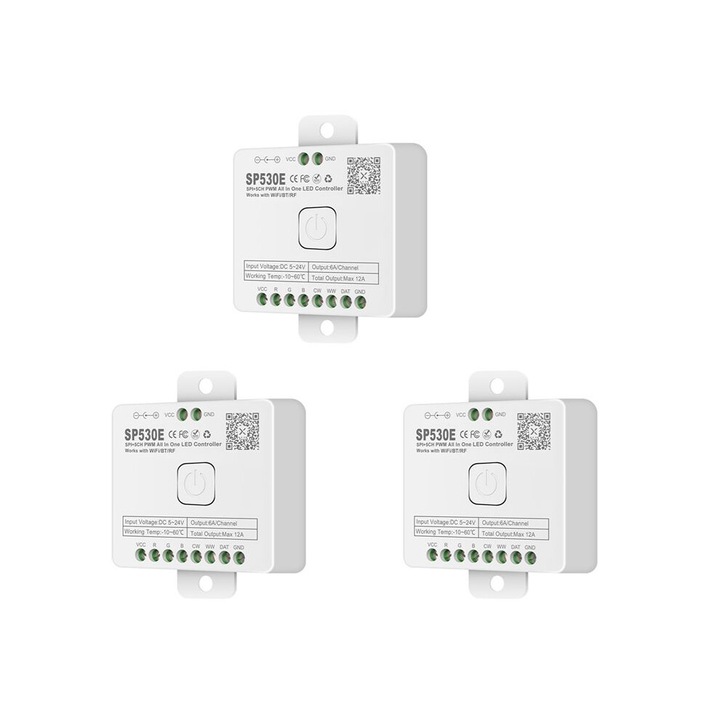 Controler LED Wifi 12-in-1 SP530E pentru Benzi LED RGB RGBW, Dimmer, Comanda Vocala