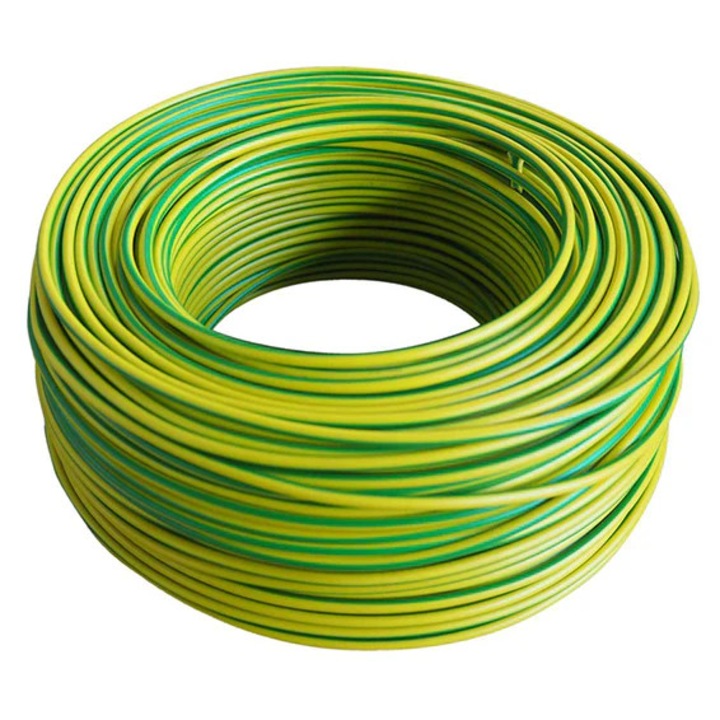 Cablu de Impamantare din Cupru, 16 mm, Izolat PVC Galben-Verde, Rola 100 m