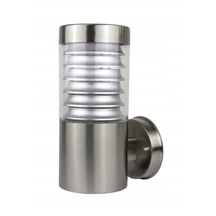 Aplica exterioara metalica SU-MA Joy, 26.5x11.4cm, 1 sursa de lumina E27, IP44, argintie