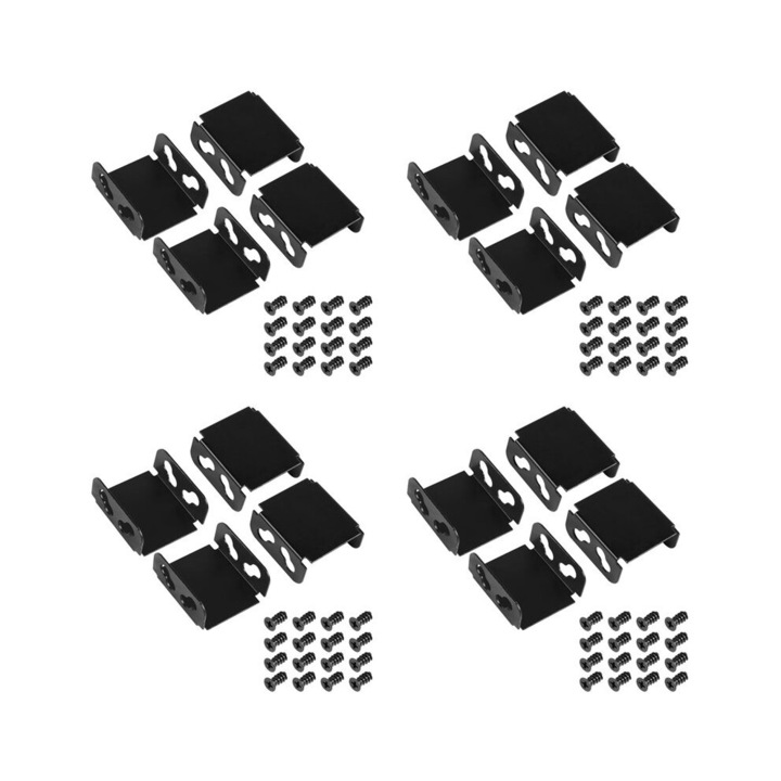 Suport de Ventilator Dublu pentru Radiator de Computer, Negru, 80MM/90MM/120MM/140MM, Set 16x Suport + 64x Suruburi
