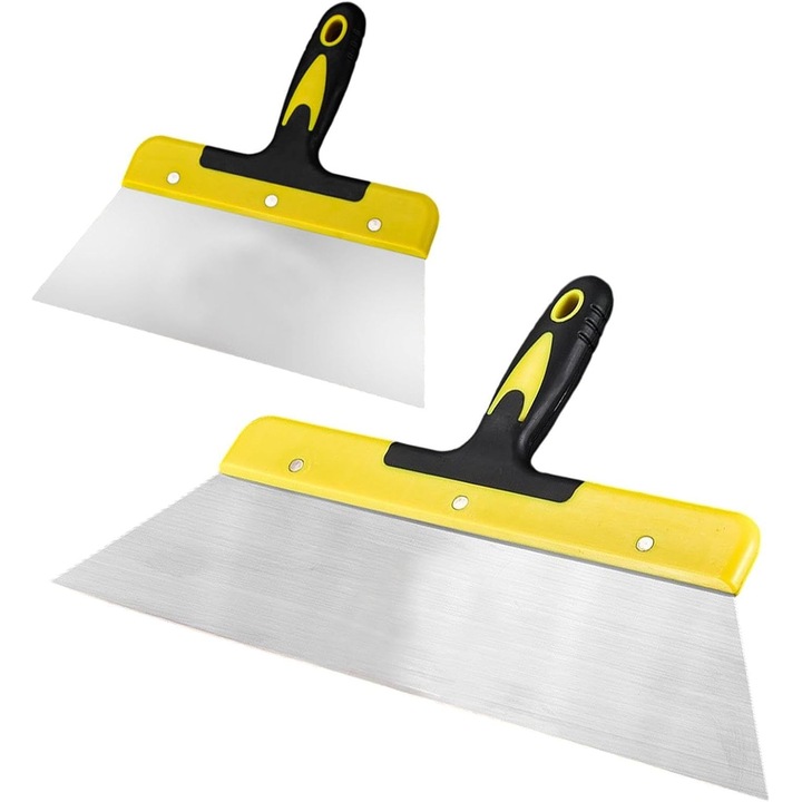 Set spatula pentru suprafete, spatula profesionala lata din otel inoxidabil (reglabila): 40 cm si 25 cm, scule pentru perete, finisare gips-carton, spatula de netezire, lame razuitoare flexibile pentru tencuiala
