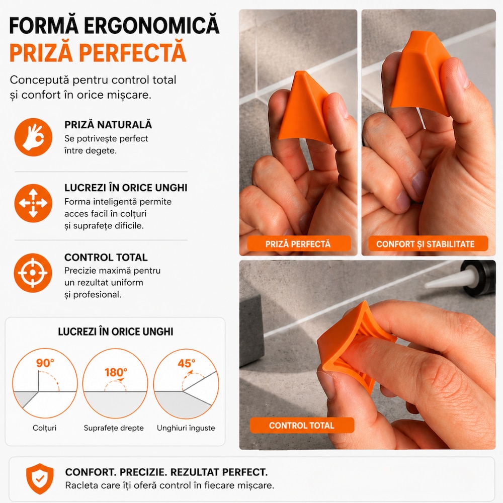 Racleta silicon pentru rosturi. Forma ergonomica. 4 grosimi (3-6-10-16 ...